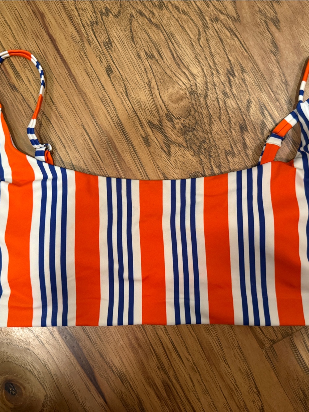 Hanna Andersson Women’s Medium Orange & Blue Striped Swim Top - Unbranded